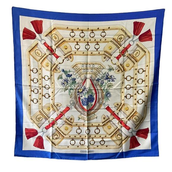 Hermes Aux Champs 100% Silk Scarf By Cathy Latham 90cm Square - Picture 15 of 16